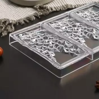 Форма для шоколада KONFINETTA «Иней», пластик, 27.517.52.5 см, 3 ячейки 15.37.50.8 см, прозрачная