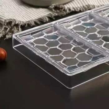 Форма для шоколада KONFINETTA «Соты», пластик, 27.517.52.5 см, 3 ячейки 15.37.50.8 см, прозрачная