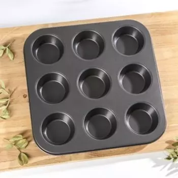 Форма для выпечки Доляна, 26,5×26,5×3 см, 9 ячеек, антипригарное покрытие