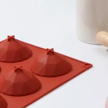 Форма для выпечки Доляна «Бриллиант», силикон, 8 ячеек, 29172.2 см, d=5.8 см, коричневая