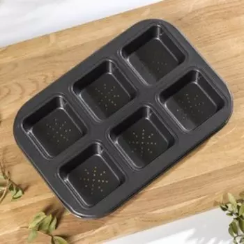 Форма для выпечки Доляна Cute, 26×18,5×3 см, 6 ячеек, снежинка, антипригарное покрытие, цвет чёрный