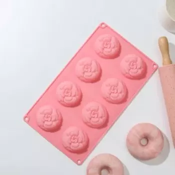 Форма для выпечки Доляна «Цветы. Пионы», силикон, 8 ячеек, 28162 см, ячейка диаметр 5,5 см, цвет МИКС