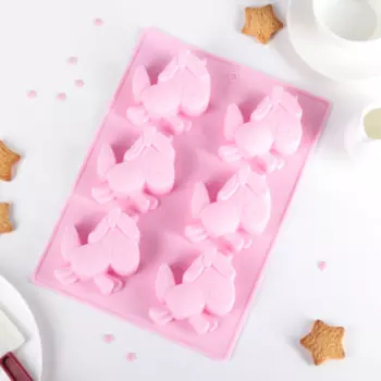 Форма силиконовая для выпечки Доляна «Единорог», 2820 см, 6 ячеек, цвет МИКС