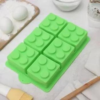 Форма силиконовая для выпечки Доляна «Фигуры. Конструктор», 25,715,8 см, 6 ячеек, цвет МИКС