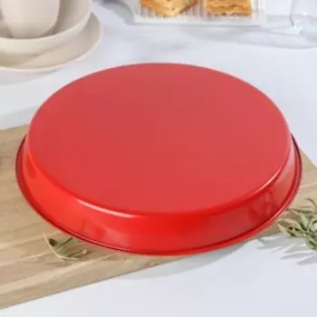 Форма для выпечки Доляна «Флёри. Круг», 364,5 см, керамическое покрытие, цвет красный