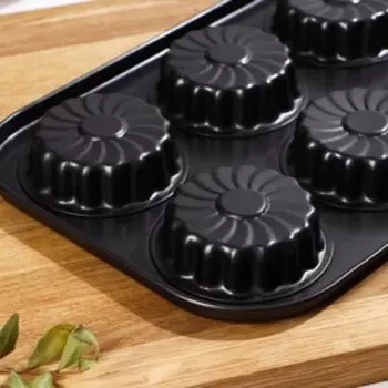 Форма для выпечки Доляна «Гербера», 27×18 см, 6 ячеек, антипригарное покрытие, цвет чёрный