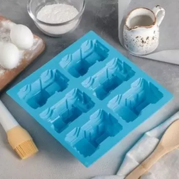 Форма для выпечки Доляна «Грузовик», силикон, 2222 см, 6 ячеек (9,84,9 см), синяя