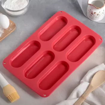 Форма силиконовая для выпечки Доляна «Эклер», 3422 см, 6 ячеек (14,55,52 см), цвет МИКС