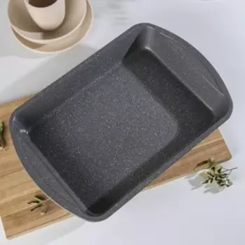 Форма для выпечки Доляна «Элин Мрамор. Прямоугольник», 45×30×6,8 см, с ручками, антипригарное покрытие, цвет серый