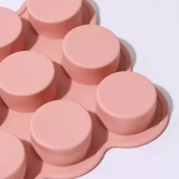 Форма для выпечки Доляна «Круг», 15.515.52 см, 9 ячеек (d=3.8 см), силикон, розовая