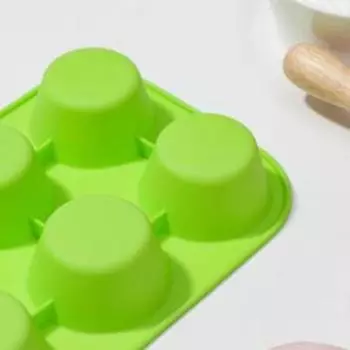 Форма для выпечки Доляна «Фигуры. Круг», силикон, 21.514.5 см, 6 ячеек (5.75.73 см), красная