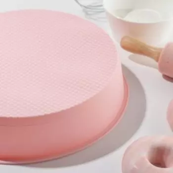Форма для выпечки Доляна «Круг», силикон, 255.5 см, внутр. d=23 см, розовая