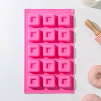 Форма для выпечки Доляна «Лолли.Квадрат», 30×17×2,5 см, 15 ячеек, цвет МИКС