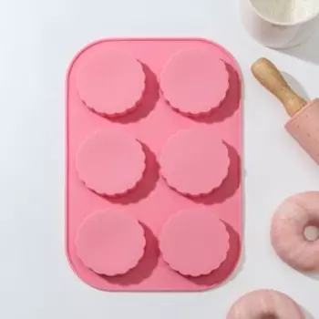 Форма для выпечки Доляна «Лунный пряник», 6 ячеек, 25×17×2 см, цвет МИКС