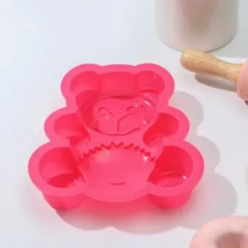 Форма для выпечки Доляна «Мишка», силикон, 17.5153 см, МИКС