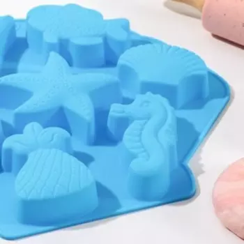 Форма для выпечки Доляна «Морские обитатели», силикон, 26242.5 см, 7 ячеек, бирюзовая