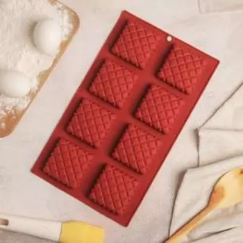 Форма силиконовая для выпечки Доляна «Печенье», 28,5×17 см, 8 ячеек (5,8×5,8 см), цвет МИКС