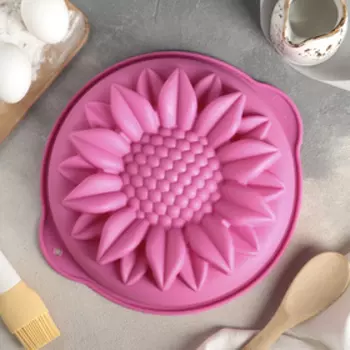 Форма для выпечки Доляна «Подсолнух», силикон, 296 см, с ручками, цвет МИКС