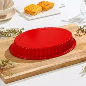 Форма для выпечки Доляна «Ренард. Рифлёный Овал», 3022 см, антипригарное покрытие, цвет красный