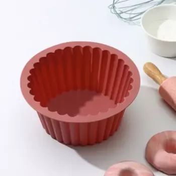 Форма для выпечки кекса Доляна «Рифлёный круг», силикон, d=18 см, коралловый