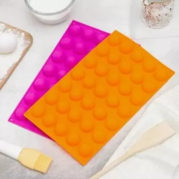 Форма для выпечки Доляна «Полусферы», силикон, 3017.5 см, 35 ячеек (d=2.5), МИКС