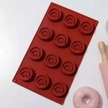 Форма для выпечки Доляна «Восход», силикон, 12 ячеек, 29172 см, ячейка 4,7 см, глубина 1,7 см