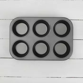 Форма для выпечки Доляна «Жаклин. Круг», 31,621,83,5 см, 6 ячеек, антипригарное покрытие, цвет чёрный