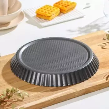 Форма для выпечки Доляна «Жаклин. Рифлёный круг», 27×3,5 см, антипригарное покрытие, цвет чёрный