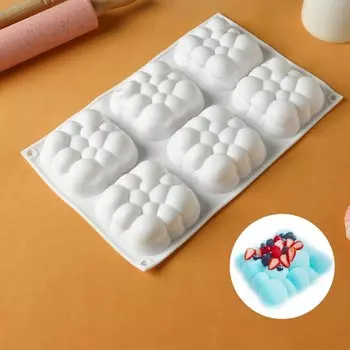 Форма для выпечки и муссовых десертов KONFINETTA «Облако», силикон, 3018.83.5 см, 6 ячеек (7.47.4 см), белая