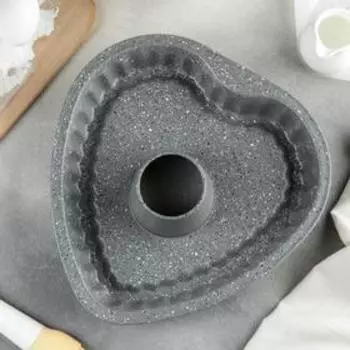 Форма для выпечки «Элин Мрамор. Немецкий кекс сердце», 26,5×27×7 см, антипригарное покрытие, цвет серый