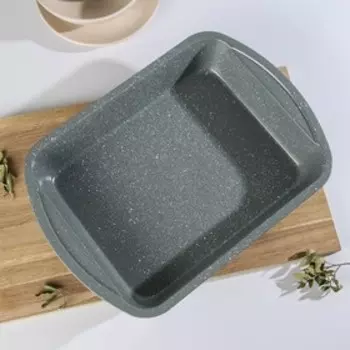 Форма для выпечки «Элин Мрамор. Прямоугольник», 40×28×7 см, с ручками, антипригарное покрытие, цвет серый