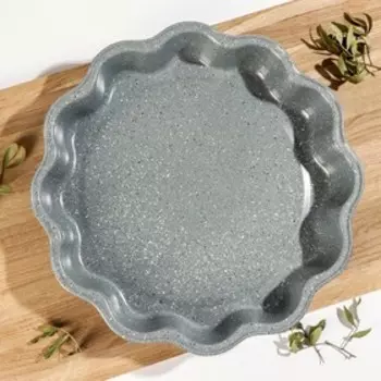 Форма для выпечки «Элин Мрамор. Волнистый круг», 30×5 см, антипригарное покрытие, цвет серый