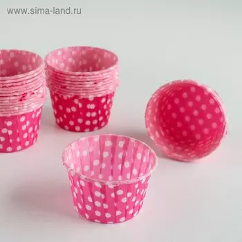 Форма для выпечки "Маффин", розовый в белый горох, 5 х 4 см