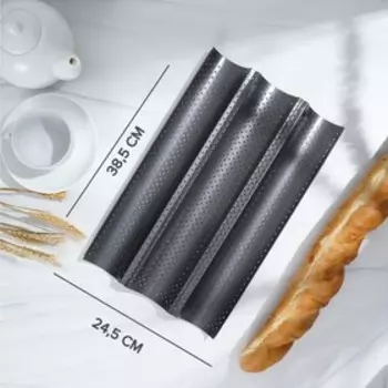 Форма для выпечки Доляна «Хлеб. Багет», 3823.52.5 см, перфорированная, антипригарное покрытие