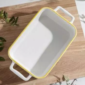 Форма для выпечки Доляна «Лимон», 2715 см, прямоугольная, жаропрочная керамика, белая