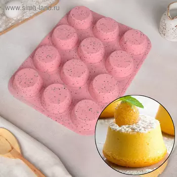 Форма для выпечки Ravello, 34×22,5 см, 12 ячеек (d=6,5 см), цвет розовый гранит