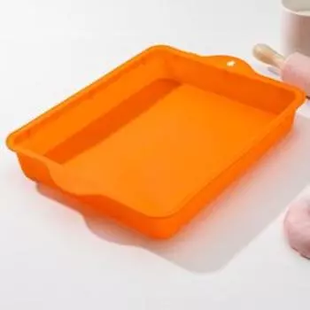 Форма для выпечки с ручками Доляна «Прямоугольник», силикон, 3022 см, цвет розовый