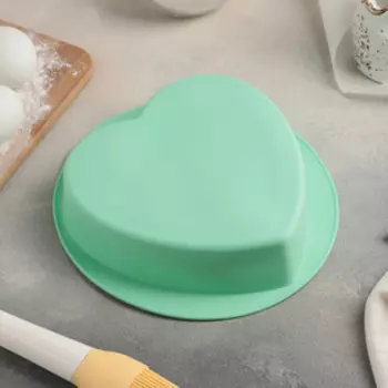 Форма для выпечки Доляна «Сердце. Круг», силикон, 2220 см, внутренний размер 1719.55 см, розовая