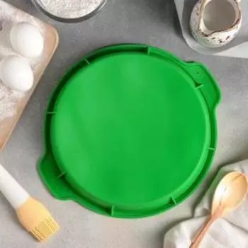 Форма для выпечки Доляна «Круг с ручками», силикон, 26294,5 см, внутренний размер d=24 см, цвет розовый