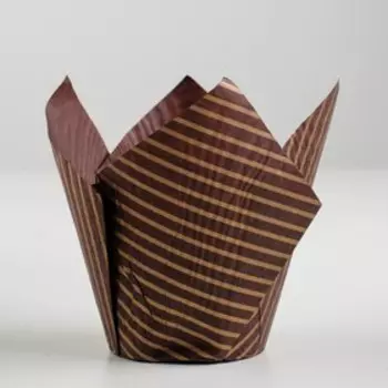 Форма для выпечки "Тюльпан", коричневый, золотые линии, 5 х 8 см