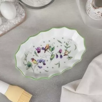 Форма для запекания Доляна «Зелёный сад», 360 мл, 19.512.53.5 см, фарфор, белая