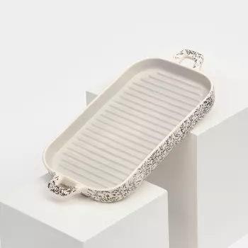 Форма для запекания керамическая "Гриль", серая, 1 сорт, Иран