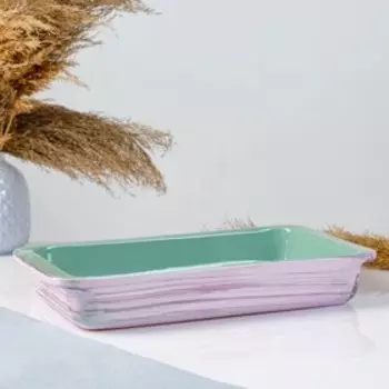 Форма для запекания Борисовская керамика «Лаванда», 1,5 л, 18,532,55 см, прямоугольная, сиреневая