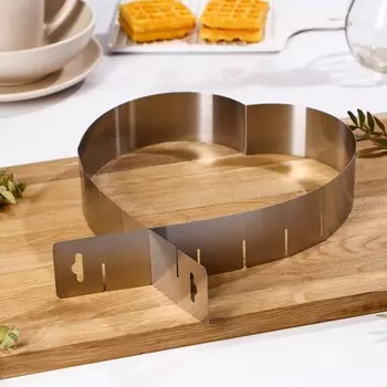 Форма для выкладки и выпечки с регулировкой размера «Сердце», 14.5-26.5 см, серебристая