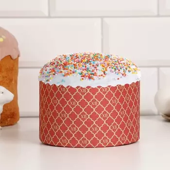 Форма для кулича бумажная Деко-про «ХВ Красная», 13.49 см, красная