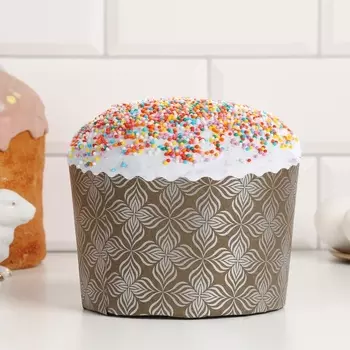 Формы для кулича бумажные Деко-про «Первоцвет», 13.410 см, коричневая