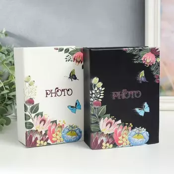 Фотоальбом на 100 фото 10х15 см "Цветочный" МИКС кожзам 16,5х13х5 см