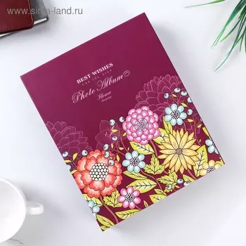 Фотоальбом на 200 фото 10х15 см "Нарисованные цветы и бабочки" в коробке МИКС 26х21х5 см