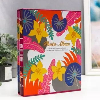 Фотоальбом на 200 фото 13х18 см "Листья и грибы" в коробке, золот.об. МИКС 29,5х23х5,5 см