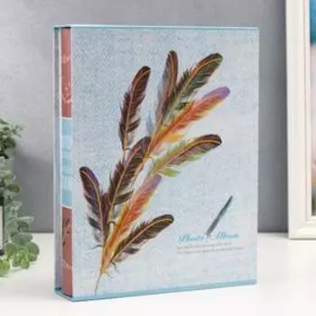 Фотоальбом на 200 фото 13х18 см "Пёрышки" зол.обводка, в коробке МИКС 29,5х23х5,5 см